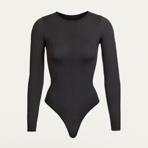 Skims Essential Smoothing Long-Sleeve Thong Bodysuit